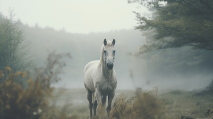 Close-up portrait of a white horse