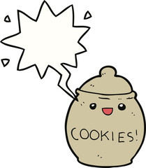 cute cartoon cookie jar and speech bubble