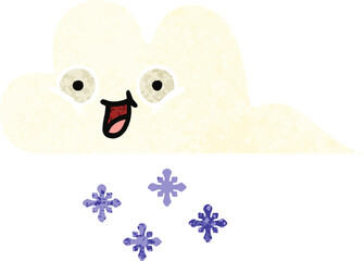 retro illustration style cartoon snow cloud