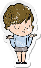 distressed sticker of a cartoon woman