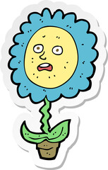 sticker of a cartoon flower with face