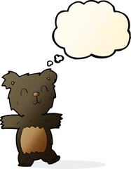 cartoon cute black bear cub with thought bubble