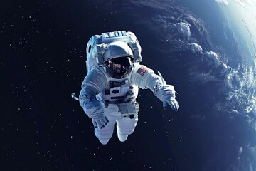an astronaut floating in space with the earth around him - Powered by Adobe