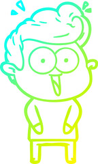 cold gradient line drawing cartoon excited man