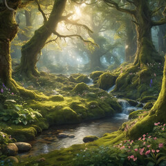 Beautiful fabolous fairy tale forest