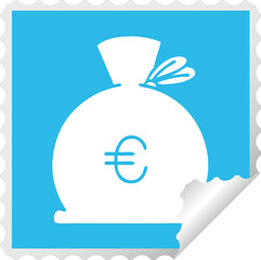 square peeling sticker cartoon bag of money