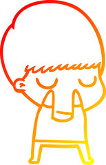 warm gradient line drawing cartoon calm boy
