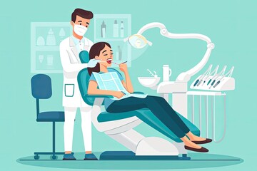 a woman and man are getting dental work