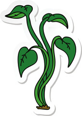 sticker of a quirky hand drawn cartoon plant