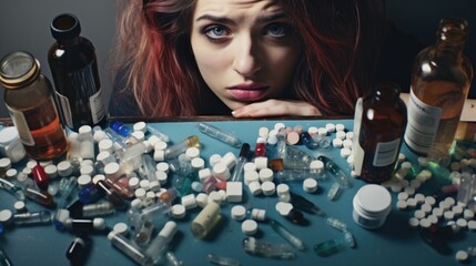 Stop drugs, problem, drug addiction combating addressing problems and promoting recovery through intervention, treatment, and support. - obrazy, fototapety, plakaty