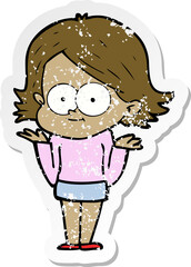 distressed sticker of a happy cartoon girl
