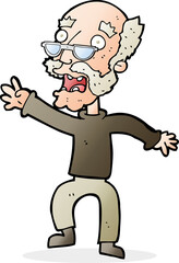 cartoon frightened old man