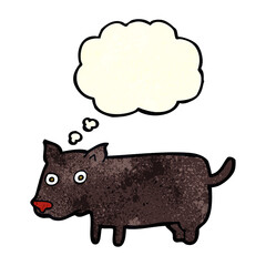 cartoon little dog with thought bubble