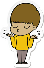 sticker of a cartoon calm boy