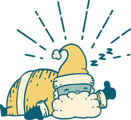 traditional tattoo style santa claus christmas character sleeping