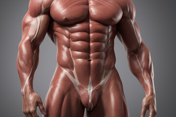 Human muscular system skinless male bodybuilder body - obrazy, fototapety, plakaty
