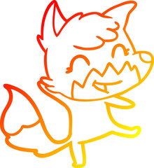 warm gradient line drawing happy cartoon fox
