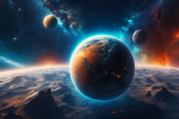 Beautiful planet in outer space in universe