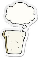 cartoon slice of bread and thought bubble as a printed sticker