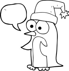 speech bubble cartoon christmas penguin