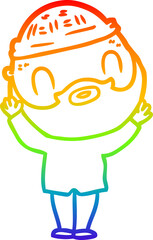 rainbow gradient line drawing cartoon bearded man