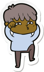sticker of a cartoon curious man