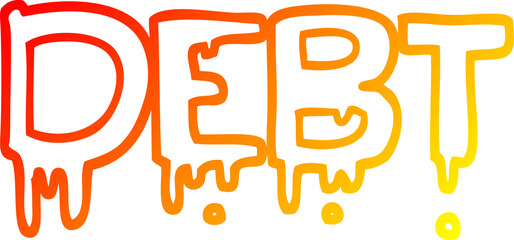 warm gradient line drawing cartoon debt sign
