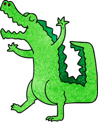 quirky hand drawn cartoon crocodile