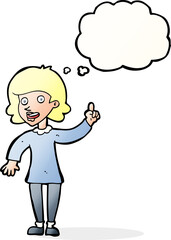cartoon woman with idea with thought bubble