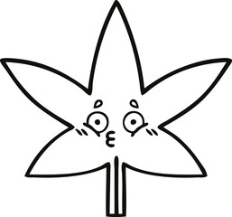 line drawing cartoon marijuana leaf