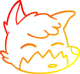 warm gradient line drawing cartoon fox face