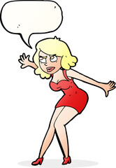 cartoon female spy with speech bubble