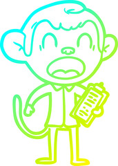 cold gradient line drawing shouting cartoon monkey