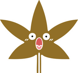 flat color retro cartoon autumnal leaf