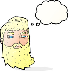 cartoon bearded man with thought bubble