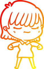 warm gradient line drawing cartoon woman