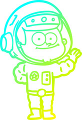 cold gradient line drawing happy astronaut cartoon