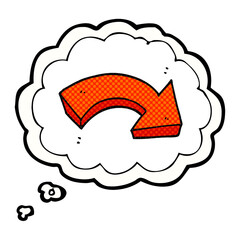 thought bubble cartoon pointing arrow