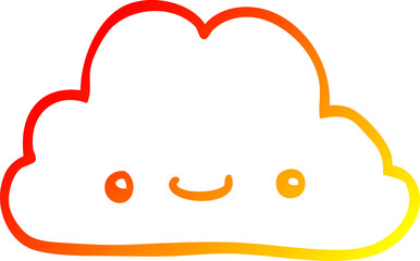 warm gradient line drawing cute cartoon cloud