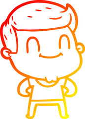 warm gradient line drawing cartoon friendly man