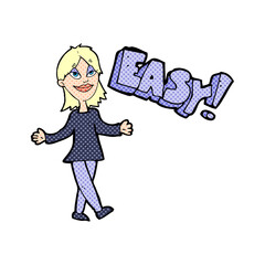 cartoon woman saying easy