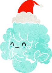 christmas retro cartoon of kawaii ghost