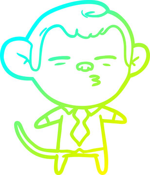 recommend clip art: cold gradient line drawing cartoon suspicious monkey