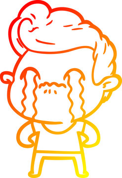 recommend clip art: warm gradient line drawing cartoon man crying