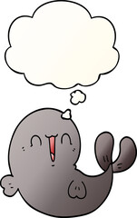 cute cartoon whale and thought bubble in smooth gradient style