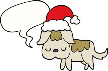 cute christmas dog and speech bubble