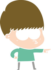 nervous flat color style cartoon boy