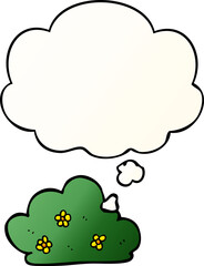 cartoon hedge and thought bubble in smooth gradient style