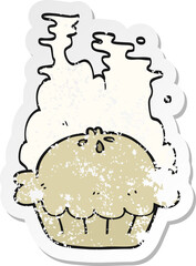 retro distressed sticker of a cartoon pie