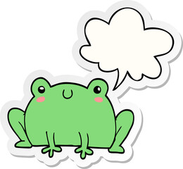 cartoon frog and speech bubble sticker